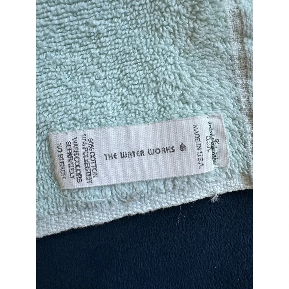Vintage The Water Works Light Blue Bathroom Hand Towels With Satin Flower Border